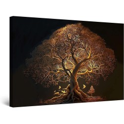 Tableau Decoration Murale Prêt à Accrocher Arbres Peinture Moderne 90 x 60cm Idée Cadeau Élégante et Originale