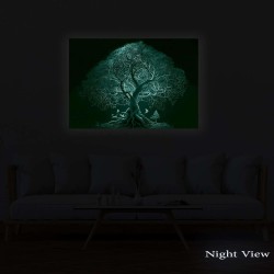 Tableau Decoration Murale Prêt à Accrocher Arbres Peinture Moderne 90 x 60cm Idée Cadeau Élégante et Originale