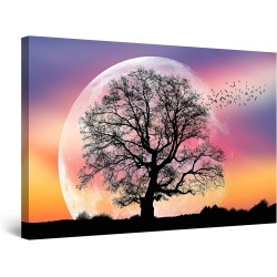 Decoration Murale Salon Moderne - Image sur Toile - Grande 120 x 80 cm Idée Cadeau Élégante et Originale Effet Lumineux Nocturne