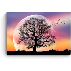 Decoration Murale Salon Moderne - Image sur Toile - Grande 120 x 80 cm Idée Cadeau Élégante et Originale Effet Lumineux Nocturne