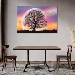 Decoration Murale Salon Moderne - Image sur Toile - Grande 120 x 80 cm Idée Cadeau Élégante et Originale Effet Lumineux Nocturne