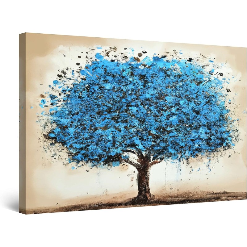 Tableau Decoration Murale Prêt à Accrocher Arbres Peinture Moderne 90 x 60 cm Idée Cadeau Élégante et Originale