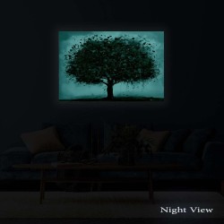 Tableau Decoration Murale Prêt à Accrocher Arbres Peinture Moderne 90 x 60 cm Idée Cadeau Élégante et Originale