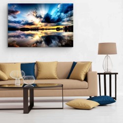 Salon Moderne - Image sur Toile - 120 x 90 cm Idée Cadeau Élégante et Originale Effet Lumineux Nocturne