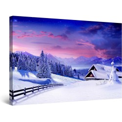 Decoration Murale Salon Moderne - Image sur Toile - Grande 120 x et 80 cm Idée  et Originale Effet Lumineux Nocturne