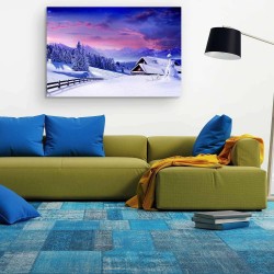 Decoration Murale Salon Moderne - Image sur Toile - Grande 120 x et 80 cm Idée  et Originale Effet Lumineux Nocturne