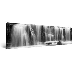 Cascade d'eau Murale Moderne - Image sur Toile - 120 x 40 cm Idée Cadeau Élégante et Originale Effet Lumineux Nocturne