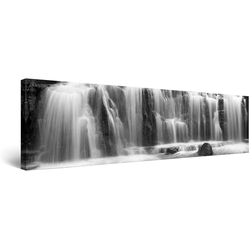 Cascade d'eau Murale Moderne - Image sur Toile - 120 x 40 cm Idée Cadeau Élégante et Originale Effet Lumineux Nocturne
