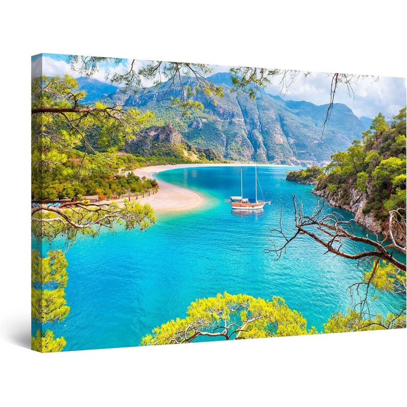 Vue Dégagée sur le Lac  Image sur Toile - Grande 120 x 80 cm