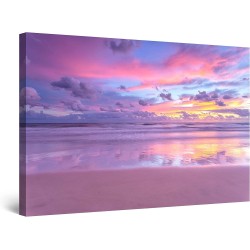 Coucher de Soleil Ciel Violet tableau Moderne - Image sur Toile - Grande 80 x 120 cm