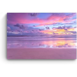 Coucher de Soleil Ciel Violet tableau Moderne - Image sur Toile - Grande 80 x 120 cm