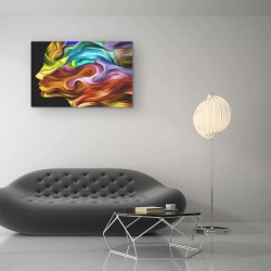 Visage Coloré du Femme, Tableau Abstraite - Decoration Murale Salon Moderne - Image sur Toile -90 x 60 cm