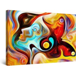 Simona Tableau Abstrait Encadrée Moderne - Image sur Toile - 90 x 60 cm