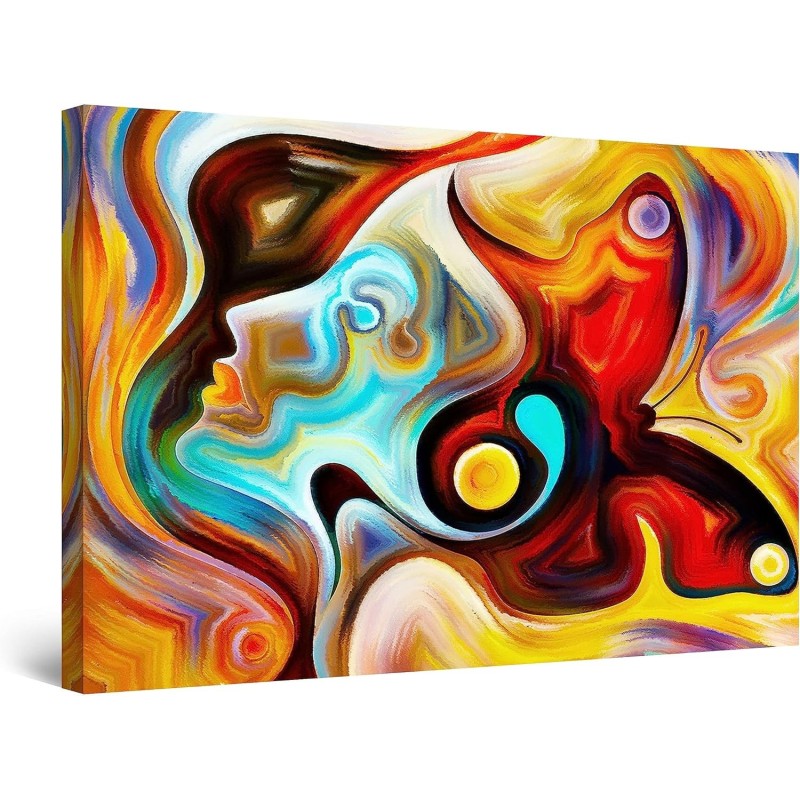 Simona Tableau Abstrait Encadrée Moderne - Image sur Toile - 90 x 60 cm