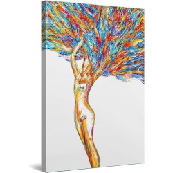 Arbre de Femme Coloré, Tableau Abstrait Moderne - Image sur Toile 60 x 90  cm