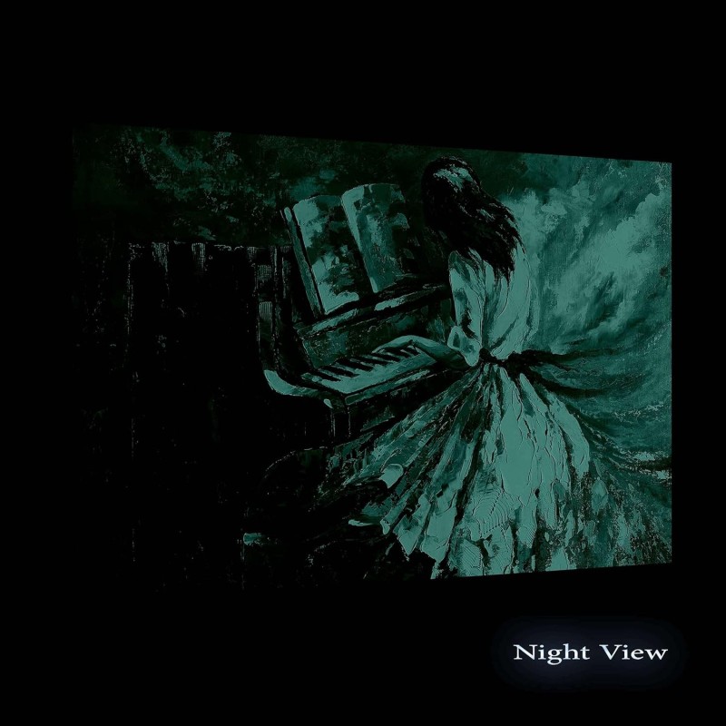 Jouer Du Piano, Tableau Abstrait - Decoration Murale Salon Moderne - Image sur Toile - 90 x 60cm