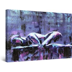 Femme Reposer Pourpre - Tableau Abstrait - Decoration Murale Salon Moderne - Image sur Toile - 90 x 60 cm