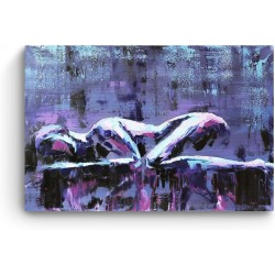 Femme Reposer Pourpre - Tableau Abstrait - Decoration Murale Salon Moderne - Image sur Toile - 90 x 60 cm