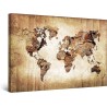 Carte du Monde Bois Marron, Tableau Abstrait - Murale Salon Moderne - Image sur Toile - Grande 120 x 80 cm