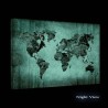 Carte du Monde Bois Marron, Tableau Abstrait - Murale Salon Moderne - Image sur Toile - Grande 120 x 80 cm