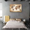 Carte du Monde Bois Marron, Tableau Abstrait - Murale Salon Moderne - Image sur Toile - Grande 120 x 80 cm