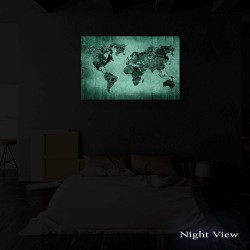 Carte du Monde Bois Marron, Tableau Abstrait - Murale Salon Moderne - Image sur Toile - Grande 120 x 80 cm