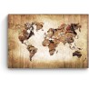 Carte du Monde Bois Marron, Tableau Abstrait - Murale Salon Moderne - Image sur Toile - Grande 120 x 80 cm