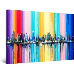 Arc-en-Ciel Multicolore - Tableau Abstrait Moderne - Image sur Toile - 90 x 60 cm