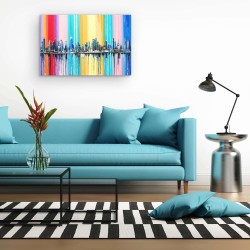 Arc-en-Ciel Multicolore - Tableau Abstrait Moderne - Image sur Toile - 90 x 60 cm