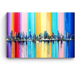 Arc-en-Ciel Multicolore - Tableau Abstrait Moderne - Image sur Toile - 90 x 60 cm