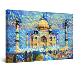 Taj Mahal Coloré - Tableau Abstrait - Decoration Murale Salon Moderne - Image sur Toile - Grande 120 x 80 cm