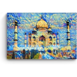 Taj Mahal Coloré - Tableau Abstrait - Decoration Murale Salon Moderne - Image sur Toile - Grande 120 x 80 cm