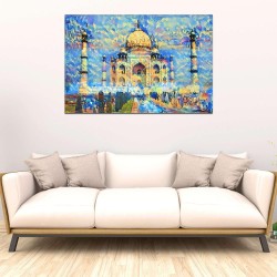 Taj Mahal Coloré - Tableau Abstrait - Decoration Murale Salon Moderne - Image sur Toile - Grande 120 x 80 cm