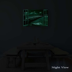 Fenêtre Paradis de l'Eau, Tableau Paysage - Decoration Murale Salon Moderne - Image sur Toile - 60 x 90 cm