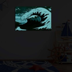 Vague Blanc Bleu Plage - Tableau de l'été - Decoration Murale Salon Moderne - Image sur Toile