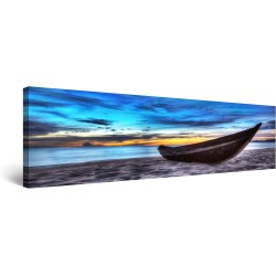 Bateau Sur La Sable, Tableau Paysage - Decoration Murale Salon Moderne - Image sur Toile - 40 x 120 cm