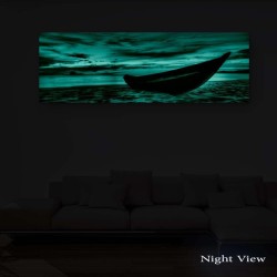 Bateau Sur La Sable, Tableau Paysage - Decoration Murale Salon Moderne - Image sur Toile - 40 x 120 cm