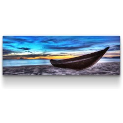 Bateau Sur La Sable, Tableau Paysage - Decoration Murale Salon Moderne - Image sur Toile - 40 x 120 cm