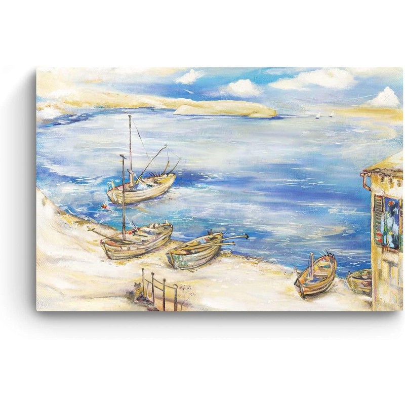 Marin Bleu et Plage - Tableau Nature - Decoration Murale Salon Moderne - Image sur Toile - 60 x 90 cm