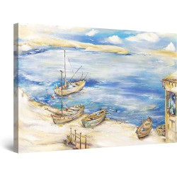 Marin Bleu et Plage - Tableau Nature - Decoration Murale Salon Moderne - Image sur Toile - 60 x 90 cm