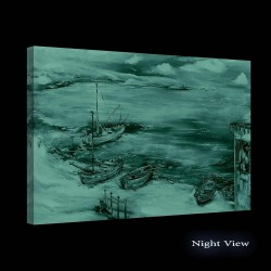 Marin Bleu et Plage - Tableau Nature - Decoration Murale Salon Moderne - Image sur Toile - 60 x 90 cm