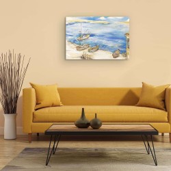 Marin Bleu et Plage - Tableau Nature - Decoration Murale Salon Moderne - Image sur Toile - 60 x 90 cm