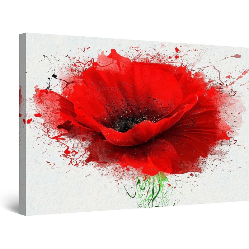 Coquelicot Rouge - Tableau Fleurs - Decoration Murale Salon Moderne - Image sur Toile -