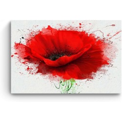 Coquelicot Rouge - Tableau Fleurs - Decoration Murale Salon Moderne - Image sur Toile -