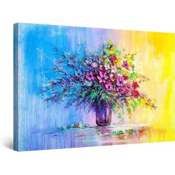 Fleurs dans un Vase - Tableau Nature - Decoration Murale Salon Moderne - Image sur Toile -