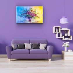 Fleurs dans un Vase - Tableau Nature - Decoration Murale Salon Moderne - Image sur Toile -