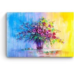 Fleurs dans un Vase - Tableau Nature - Decoration Murale Salon Moderne - Image sur Toile -