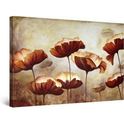 Fleurs Décor Marron, Tableau Nature Encadrée - Decoration Murale Salon Moderne - Image sur Toile - Grande 80 x 120 cm