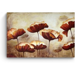 Fleurs Décor Marron, Tableau Nature Encadrée - Decoration Murale Salon Moderne - Image sur Toile - Grande 80 x 120 cm