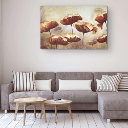 Fleurs Décor Marron, Tableau Nature Encadrée - Decoration Murale Salon Moderne - Image sur Toile - Grande 80 x 120 cm